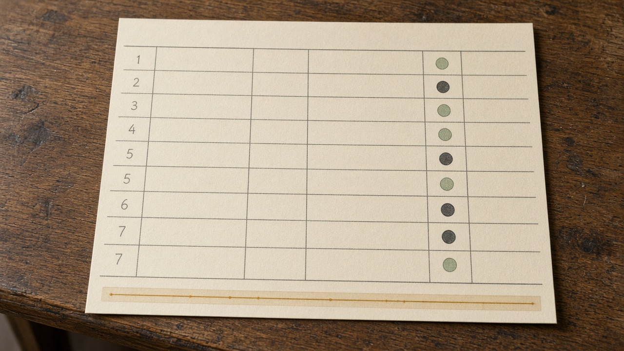 Content operations dashboard as a simple weekly spreadsheet with status rows and an exceptions strip