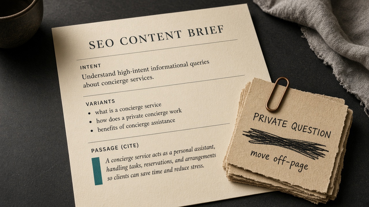 SEO content brief written only for a repeated public intent from chatbot unanswered questions