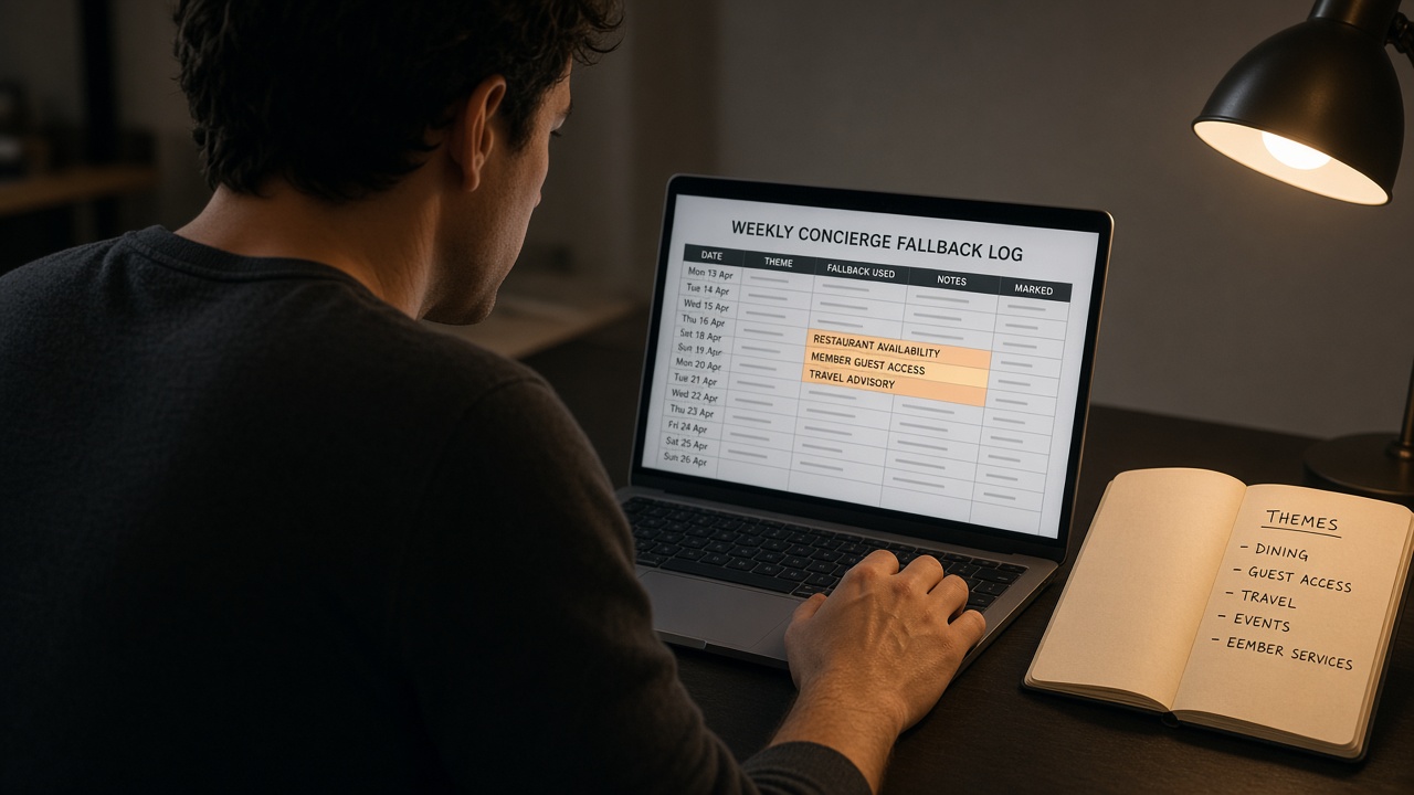 Operator reading chatbot unanswered questions in an AI assistant analytics fallback log