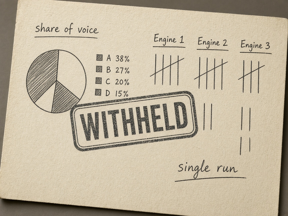 AI citation tracking share of voice withheld on a single run, engines kept separate