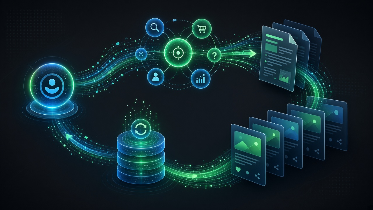 Loop from AI concierge query logs to SEO content briefs and refreshed knowledge base