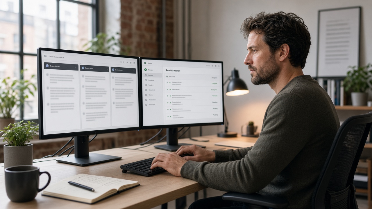 Marketer running manual AI visibility checker queries across multiple AI chat engines and logging results
