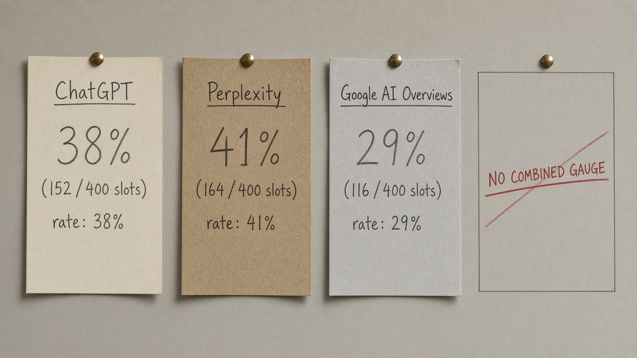 A good AI visibility number shown separately for ChatGPT, Perplexity, and Google AI Overviews
