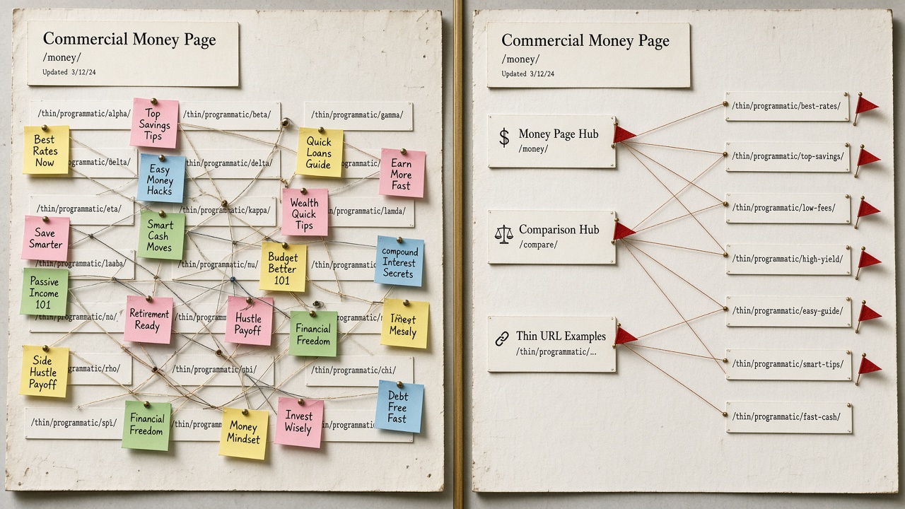 Auto-inserted noisy internal anchors versus gated spoke-to-pillar links on content pages
