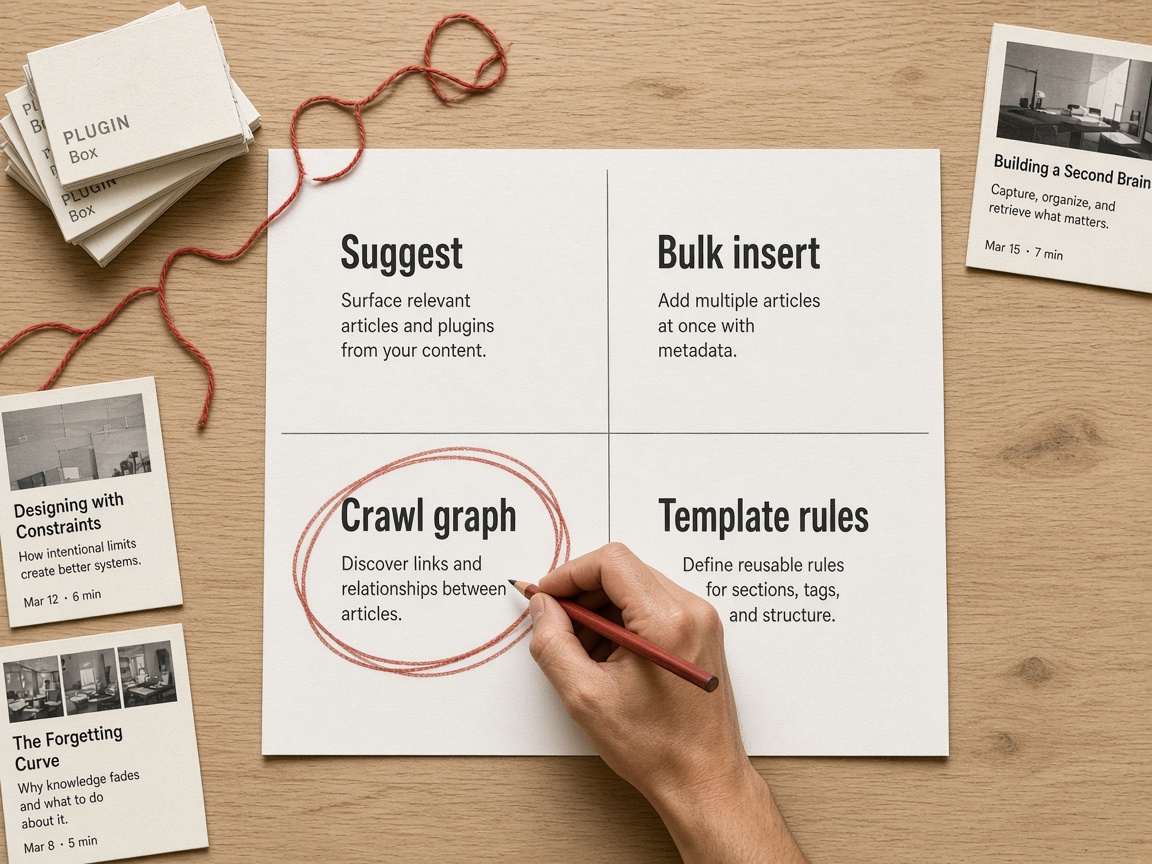 Four-job scorecard for choosing internal linking tools on a content site