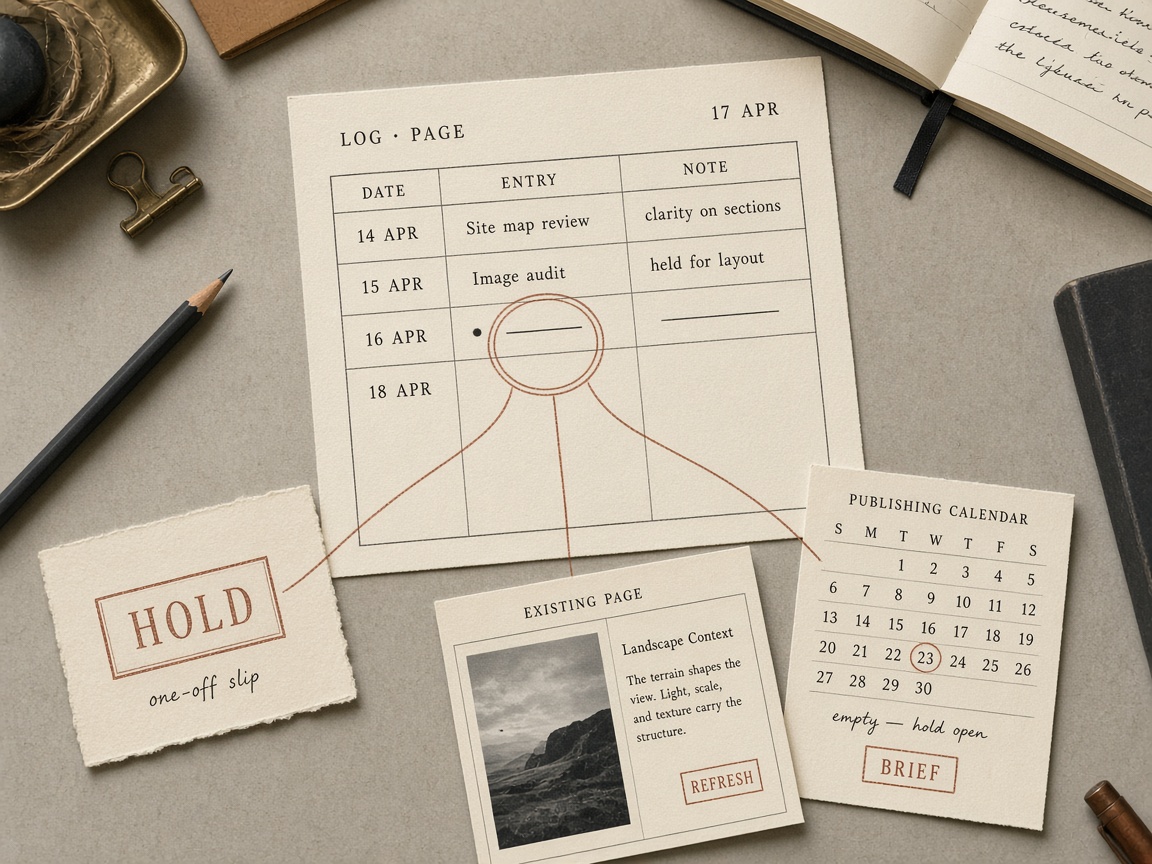 Brand mention tracking routes a repeated gap to hold, refresh, or a new brief