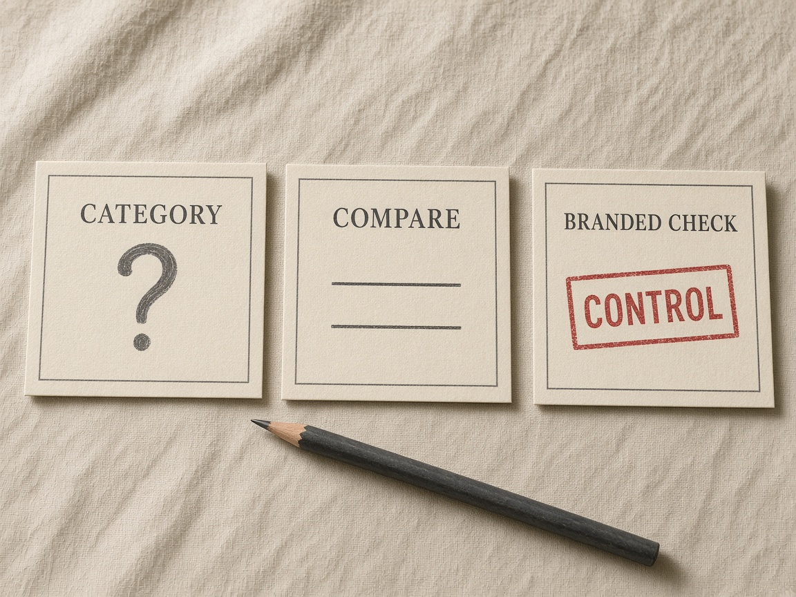 Unbranded prompt panel for brand mention tracking, with a branded check kept as a control
