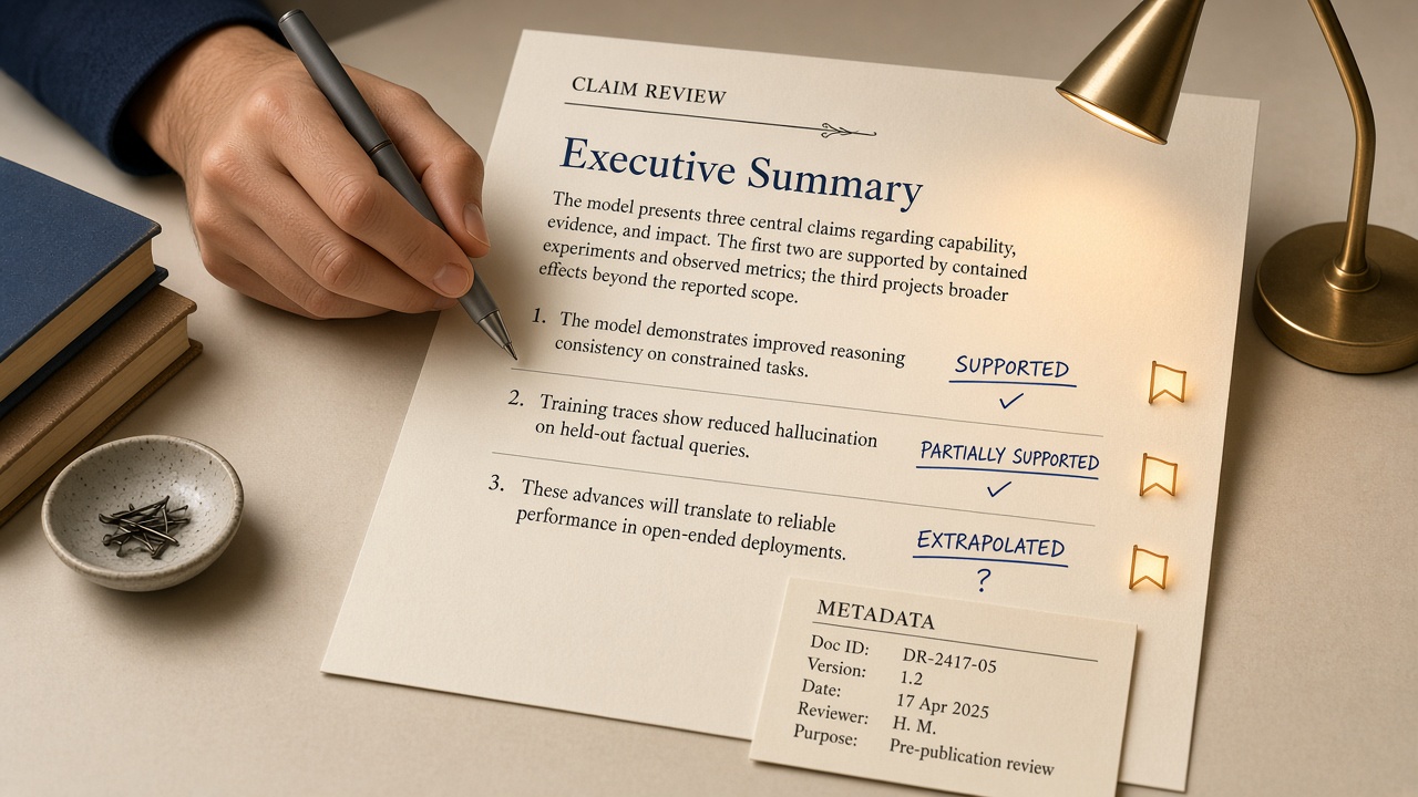 Human reviewer deciding a content approval workflow while AI only flags issues