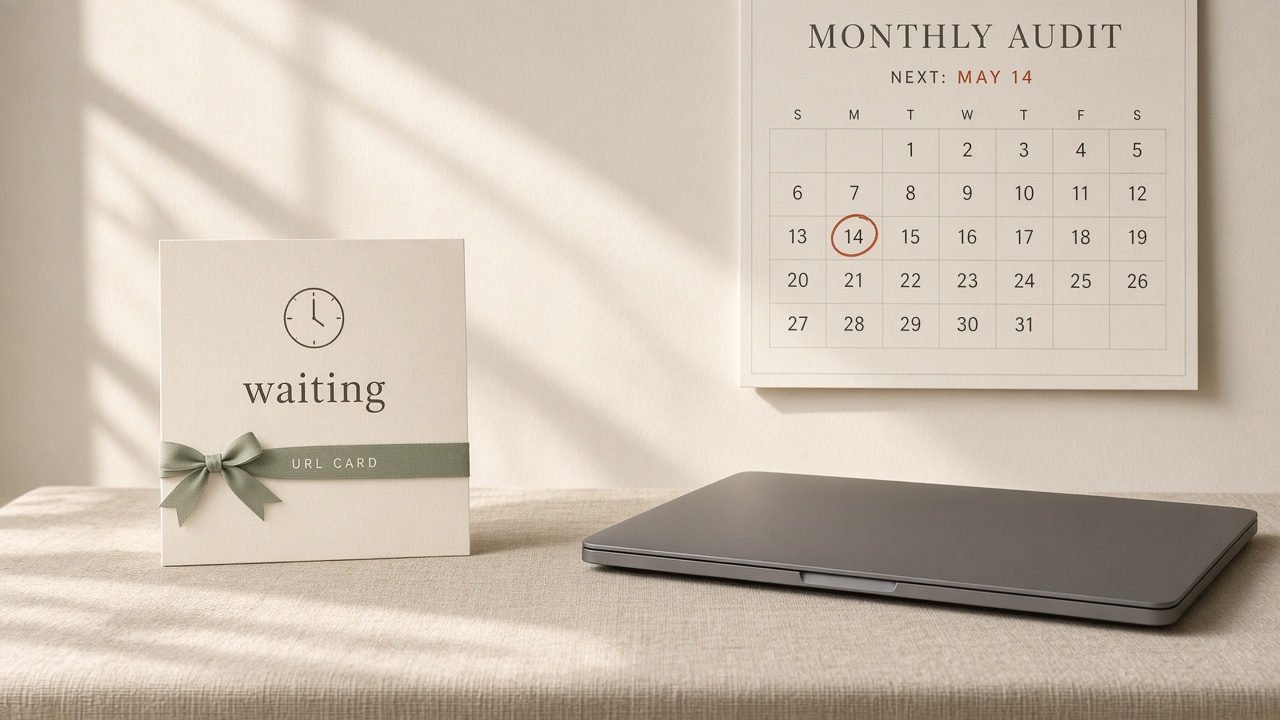 Waiting URL and circled next monthly date after a content decay audit change