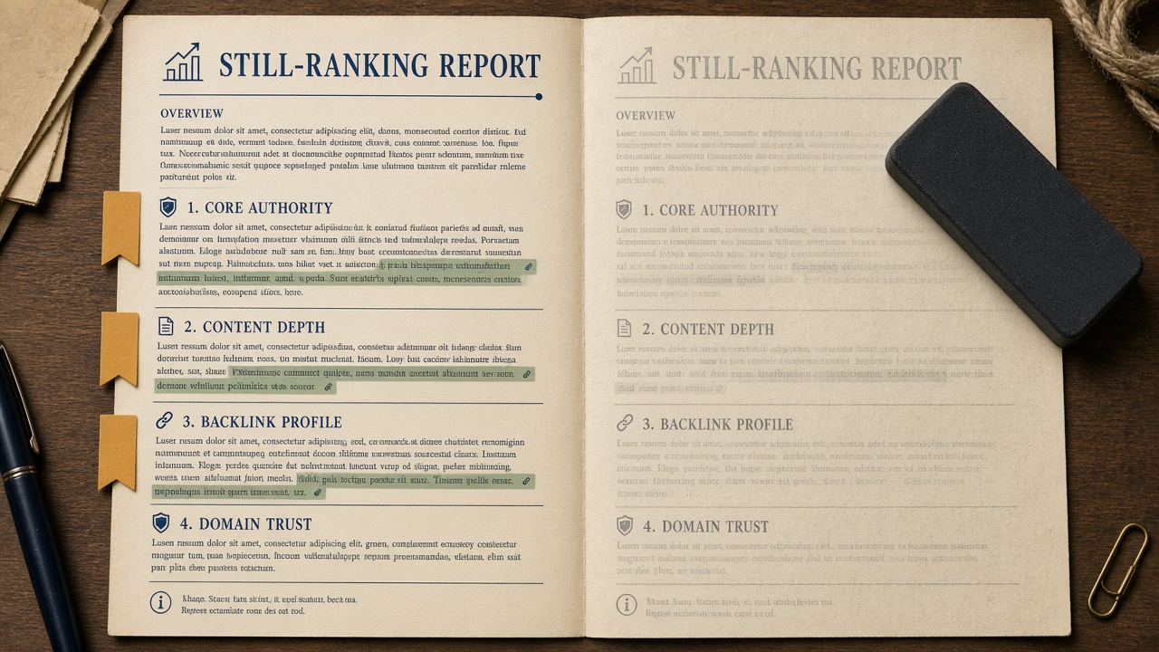 Content decay choice between a light refresh and a rewrite that erases ranking sections