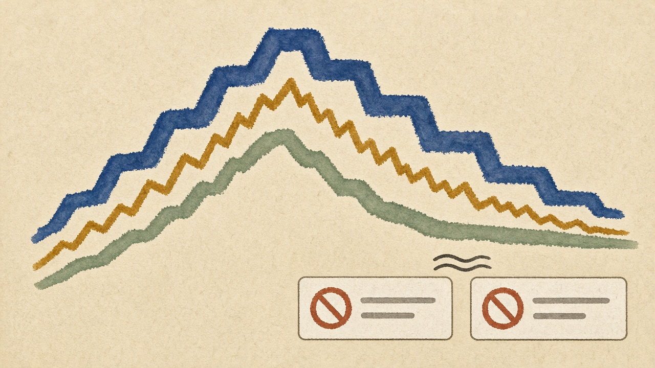 Content decay fade curves for how-to, listicle, and data pages marked to skip rewriting