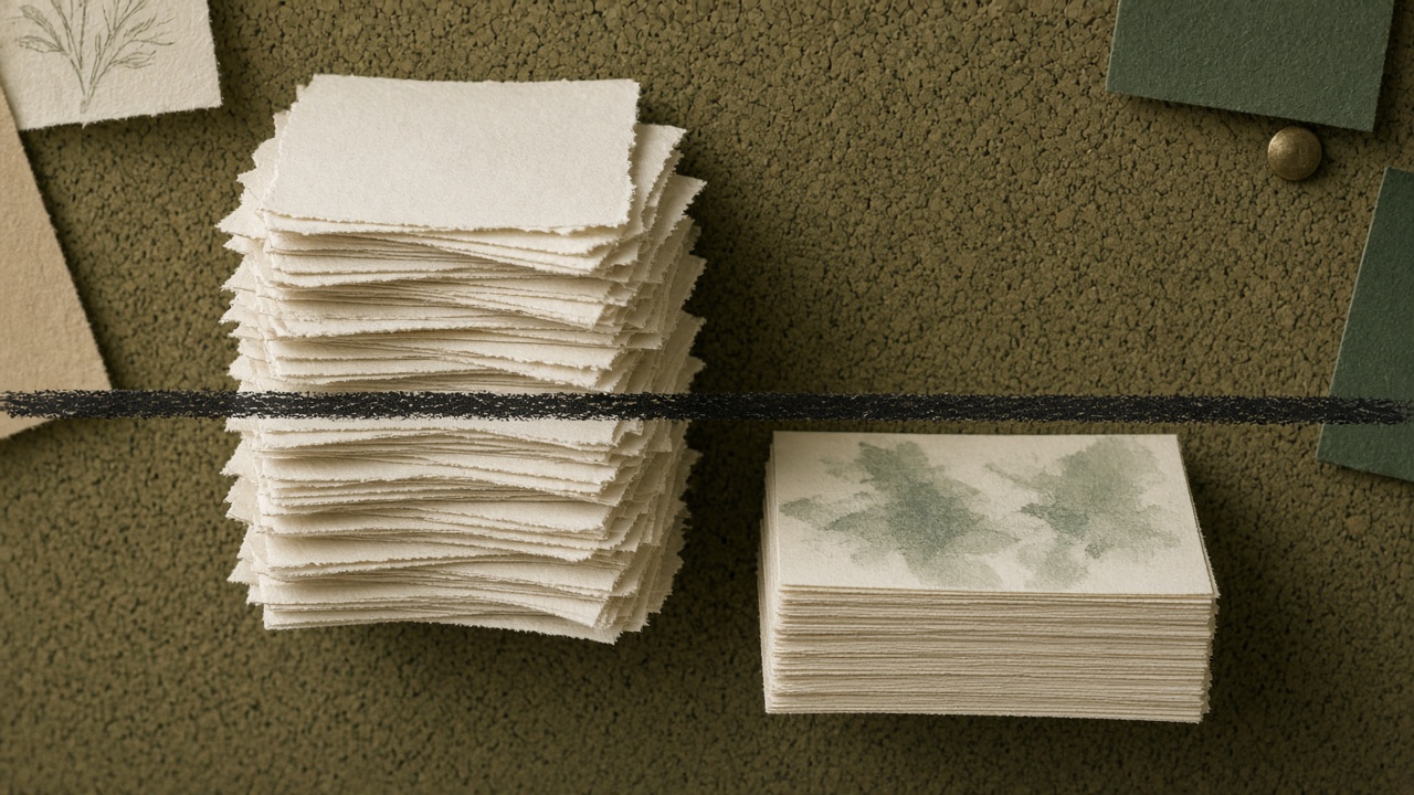 Content operations KPIs board contrasting thin page cards with finished pages behind a quality floor