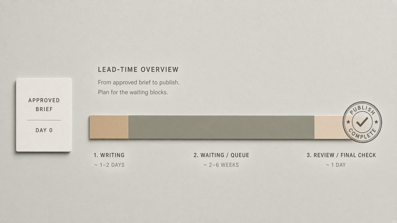 Realistic solo cycle time for content ops metrics, mostly waiting before one review slot