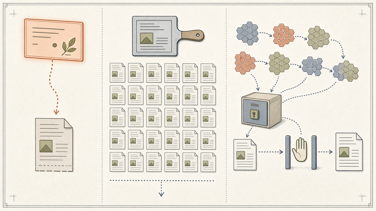 Three autoblogging stacks compared: one-off generator, template pages, and a gated editorial pipeline