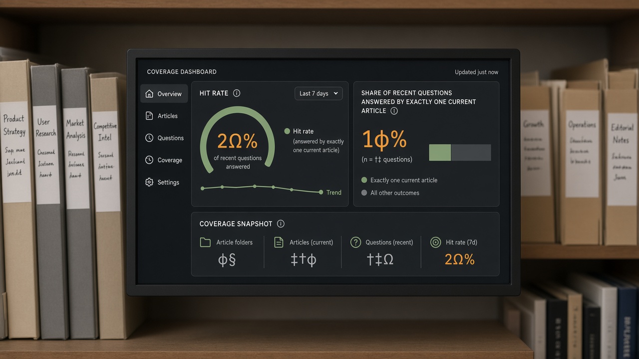 Coverage dashboard showing when a grounded Flows Concierge becomes useful