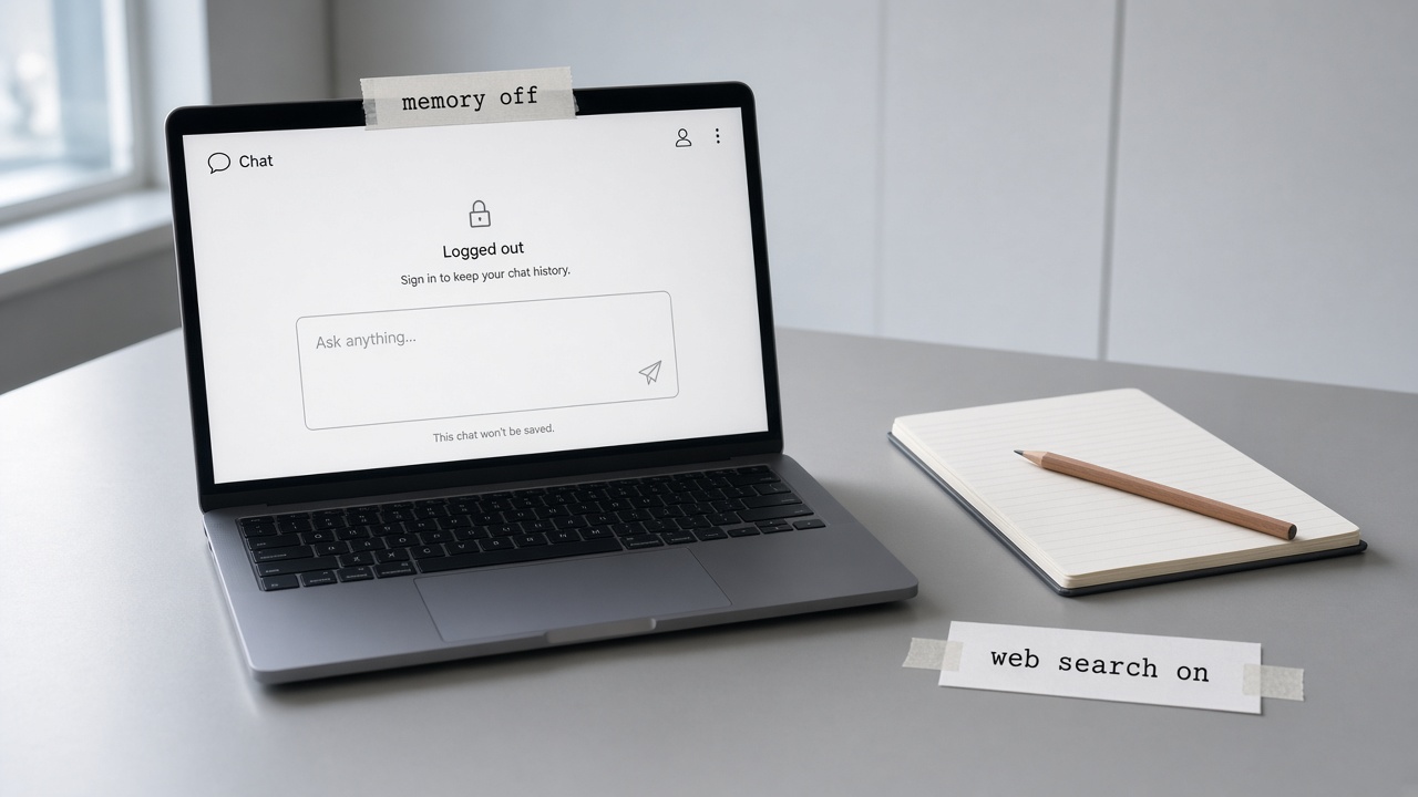Clean-room ChatGPT test with memory off, one unbranded buyer question, and a paper log