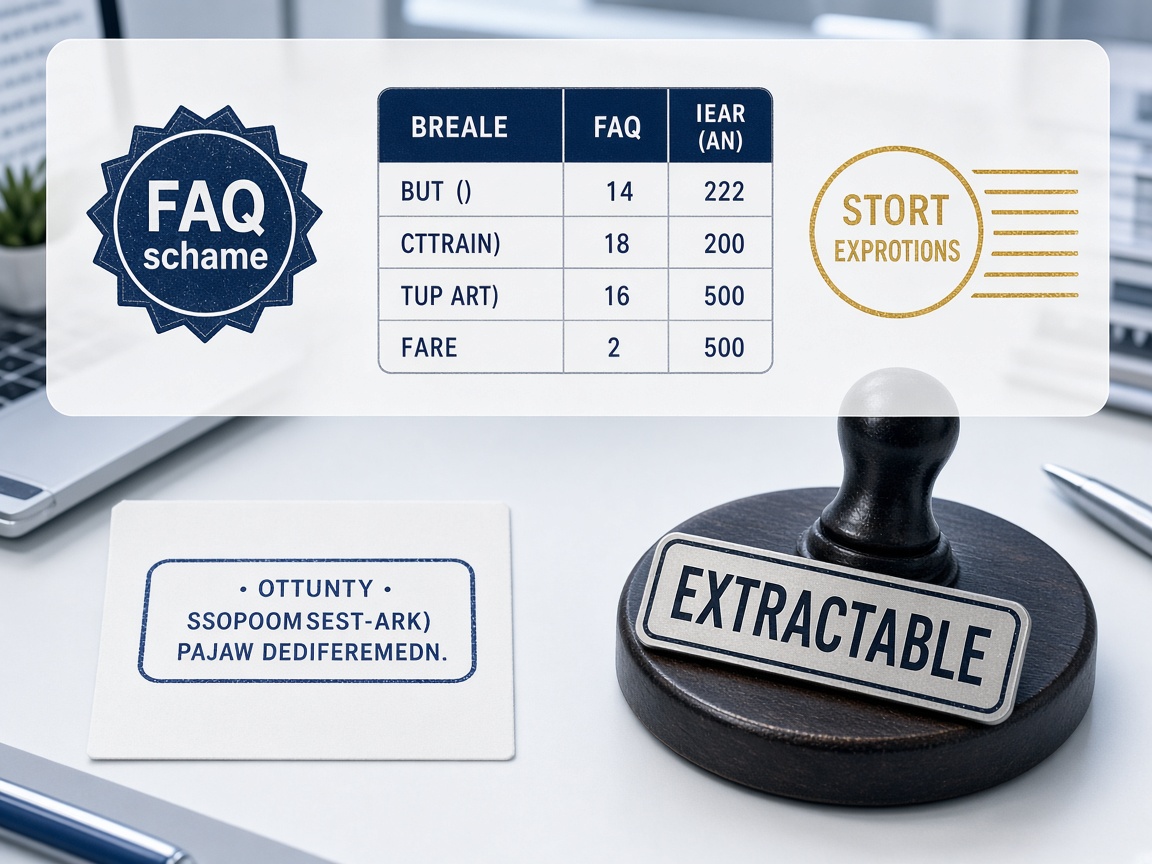 Writing publish gate with FAQ schema, short answer block, table, and extractability pass stamp