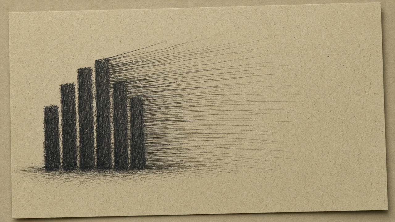 Head versus long-tail keyword search share sketched as thick bars and a wide field of thin queries