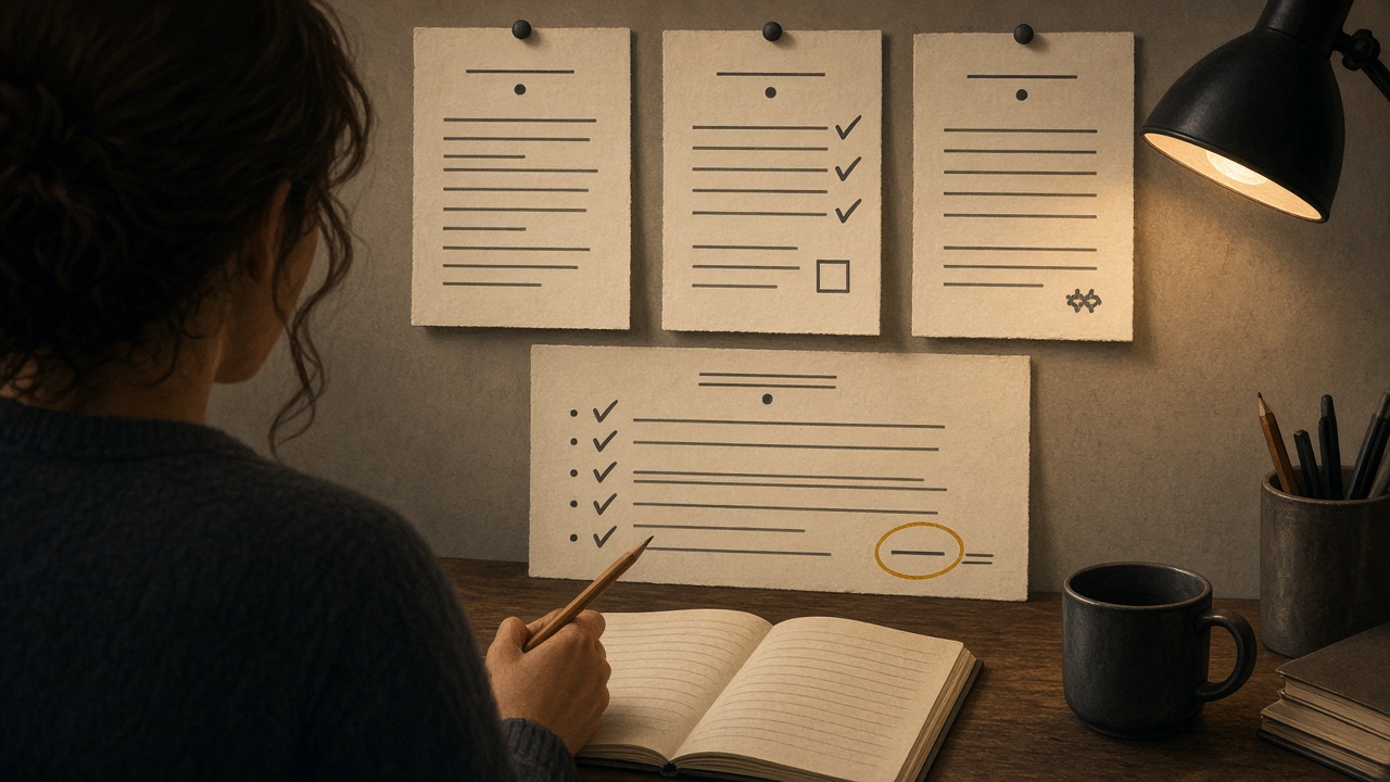 Checking a draft against pages that already rank, with overlap marked and one unique addition circled