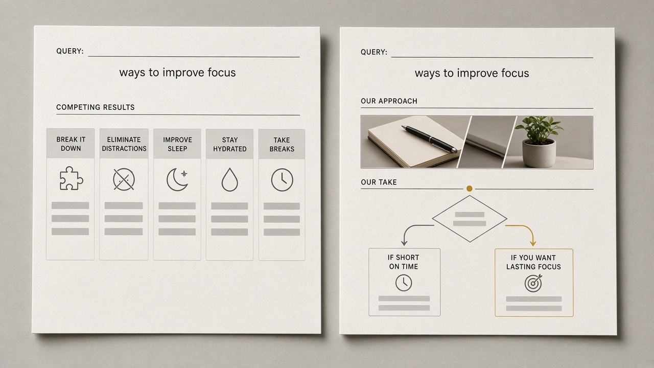 Information gain on an automated page: a first-party example and decision the ranking pages lack
