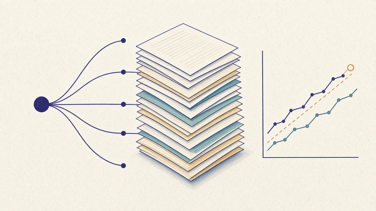 Query fan-out landing on deep pages beside a caution that rank and citations only correlate