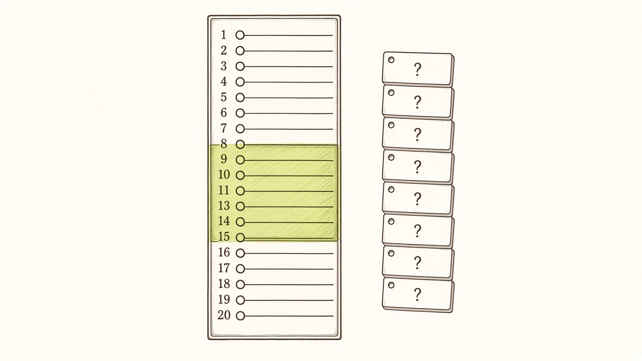 Striking-distance Search Console positions highlighted from 8 to 15