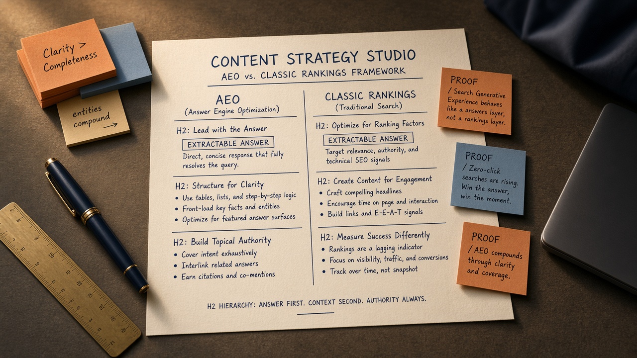 SEO Article Outline Template for AEO and Classic Rankings
