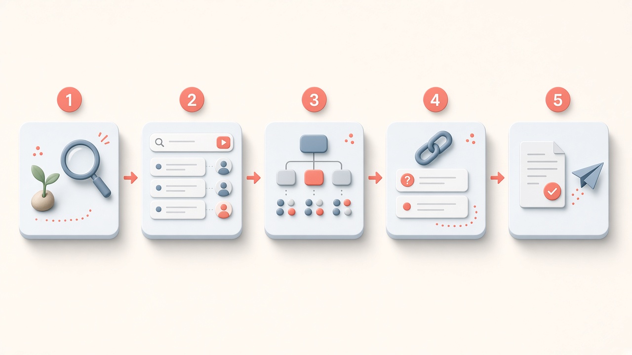 Step-by-step workflow for writing an SEO content brief from seed keyword to writer hand-off
