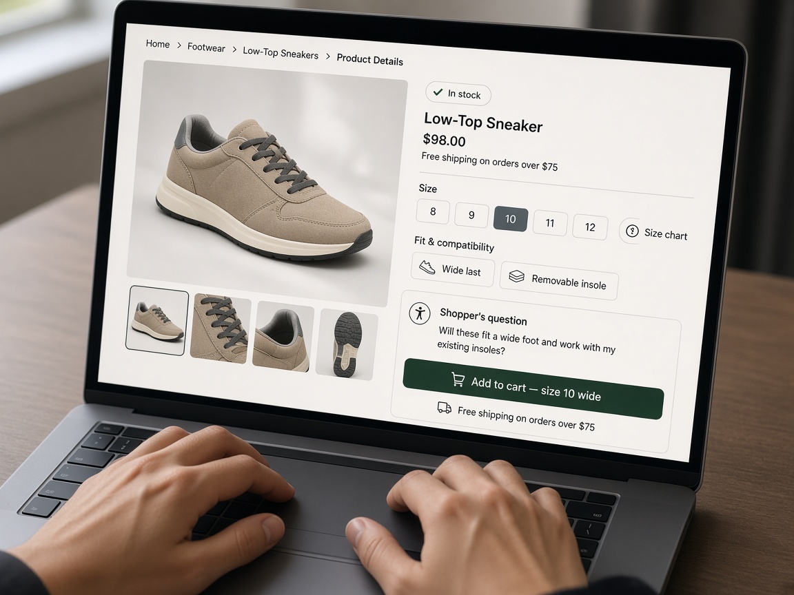 Shopper asking a Shopify AI shopping assistant about size and compatibility on a PDP