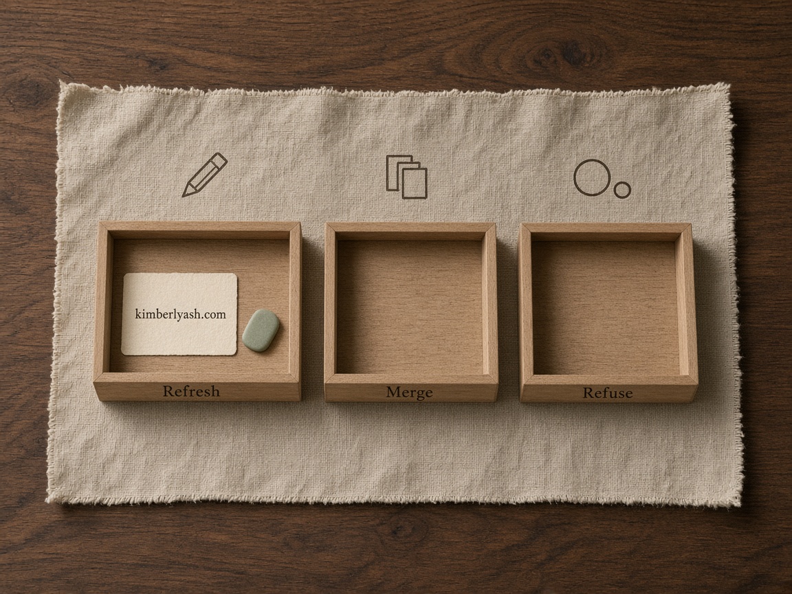 Decision board for striking distance keywords choosing refresh, merge, or refuse a new URL