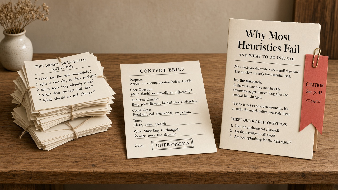 Unanswered customer questions clustered into a content brief and then a published page an AI assistant can cite