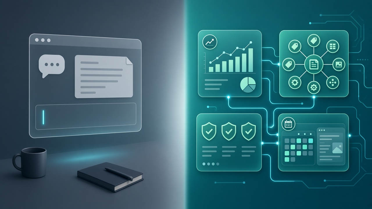 Comparison of a single AI blog writer chat versus a full autoblogging SEO system