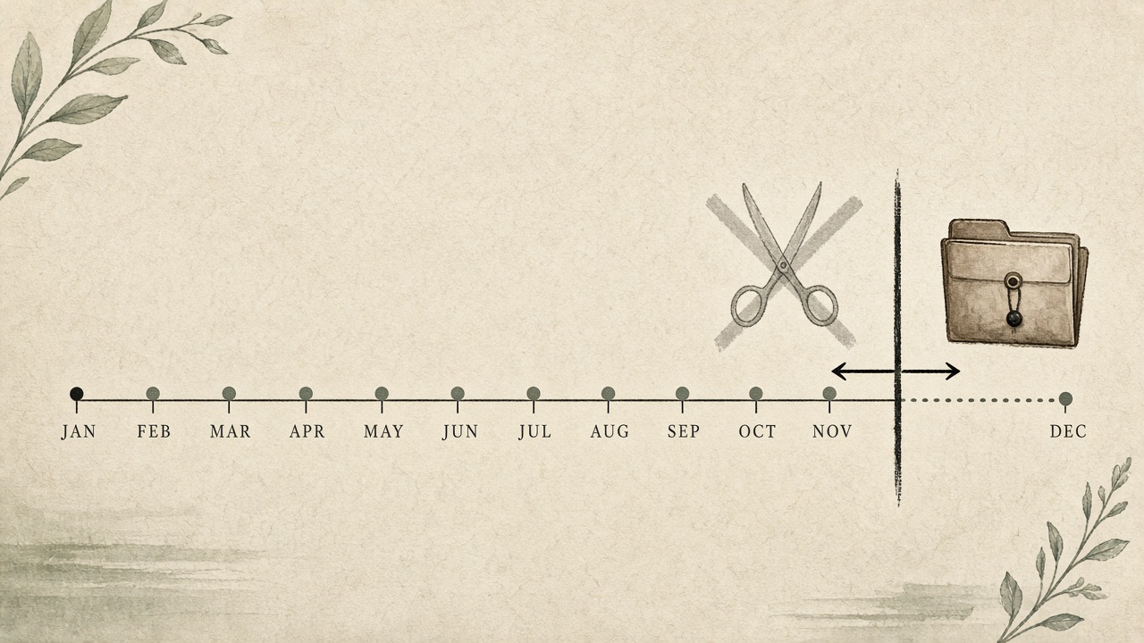 Twelve-month runway showing when to kill a topic cluster only after a full-year hold