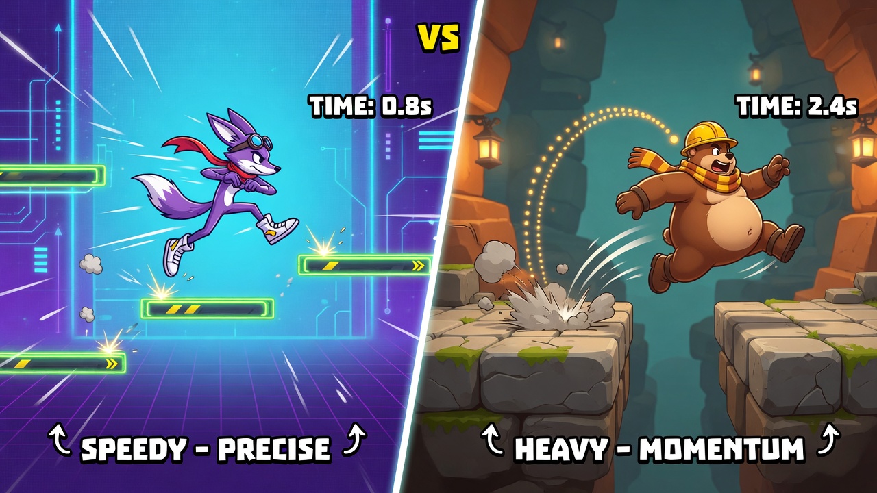Gameplay differences between traditional and fat game physics
