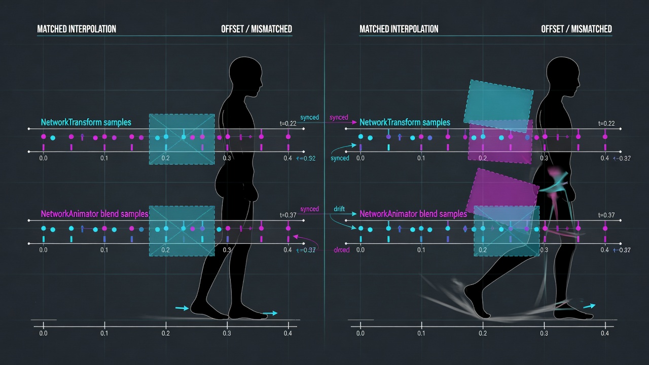 Tick-locked NetworkAnimator and NetworkTransform buffers versus mismatched ticks causing foot-slide