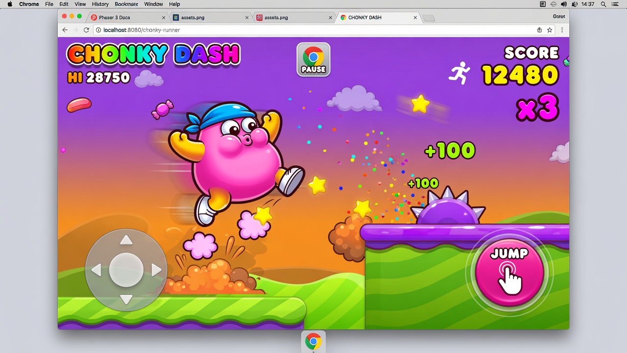Phaser framework powering browser fat games in Chrome