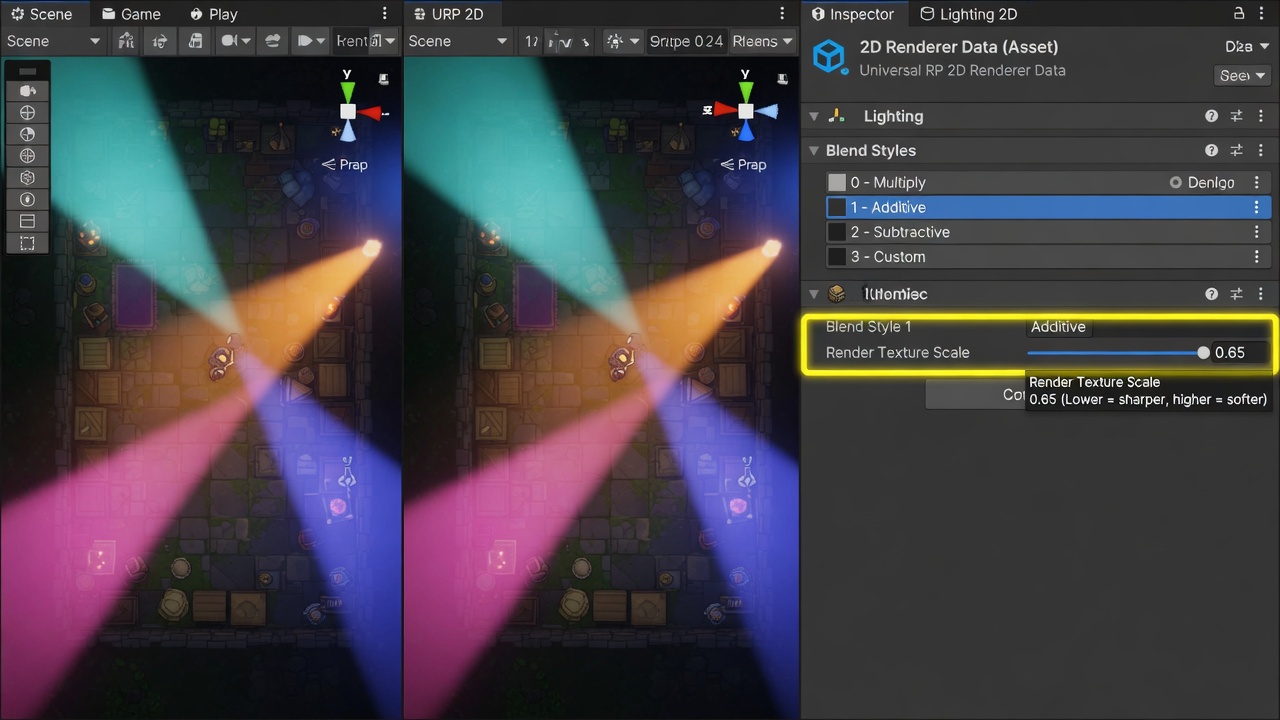 Optimizing 2D lights and blend styles in Unity URP inspector
