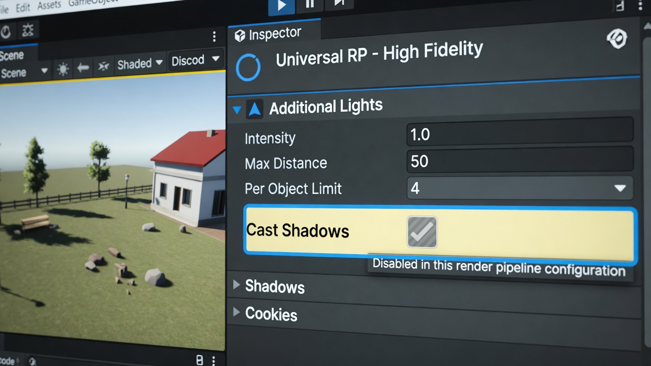 URP Asset settings disabling shadows on additional lights to improve performance