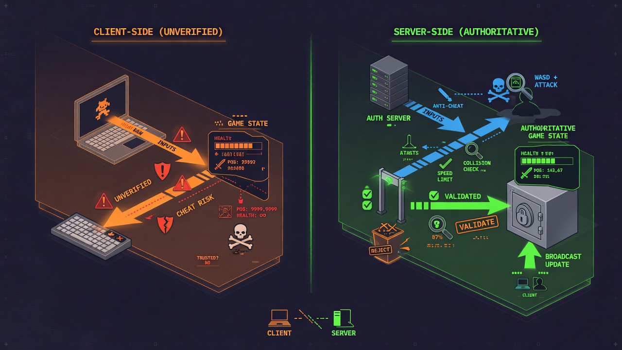 Core differences between server authoritative and client authoritative networking models