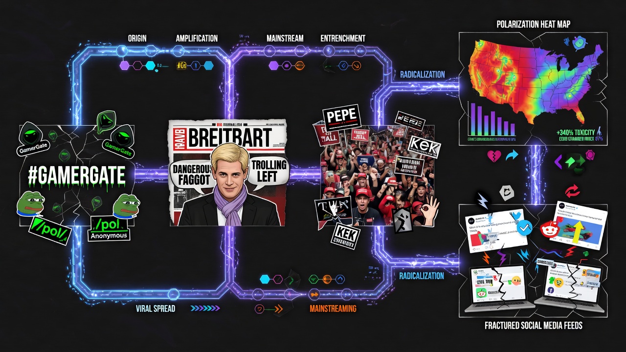 GamerGate pipeline from Breitbart to politics redesigning real-world polarization