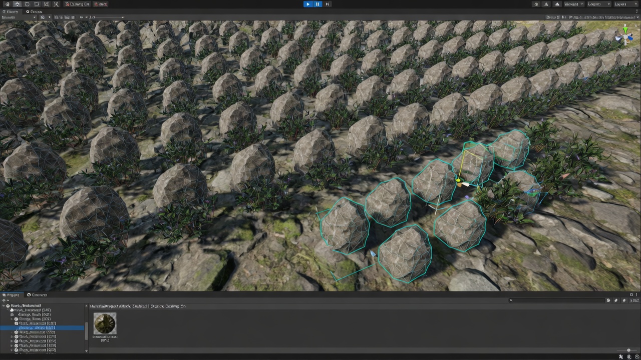 GPU instancing Unity URP scene with hundreds of props in one draw call