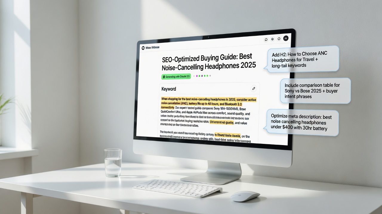AI generating SEO affiliate content with embedded chat prompts