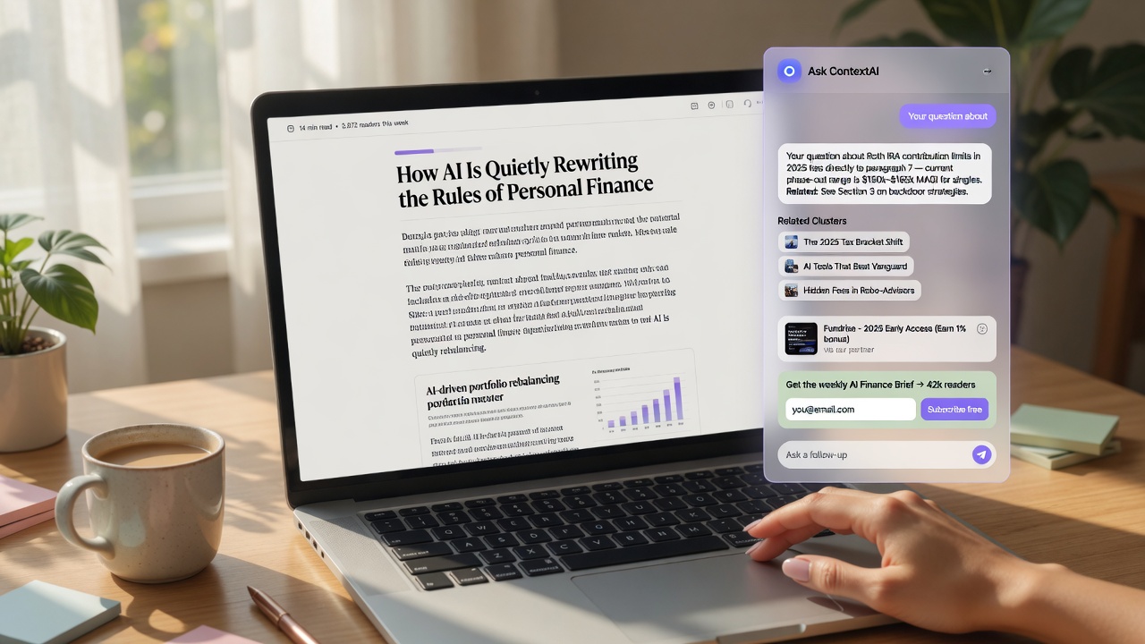 In-article AI chat agents delivering engagement, navigation, and monetization layers inside an SEO content page