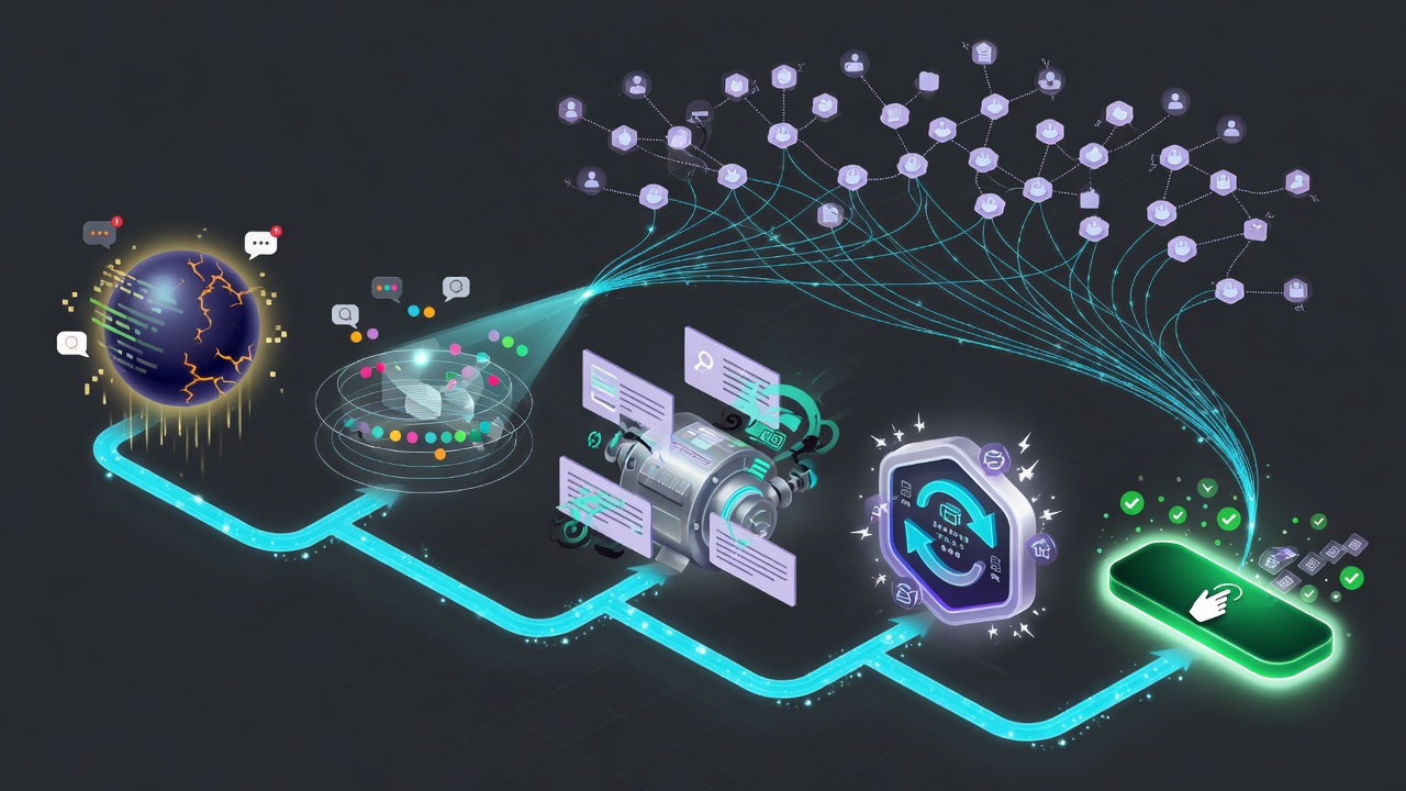 Cascade refresh pipeline diagram from decay signals through cluster updates to CMS publish for SEO articles