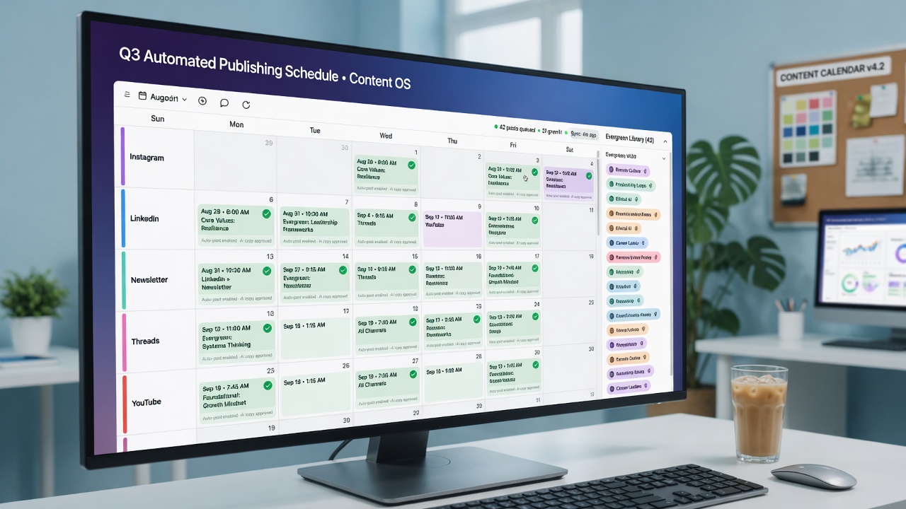 Scalable evergreen content calendar with automated publishing