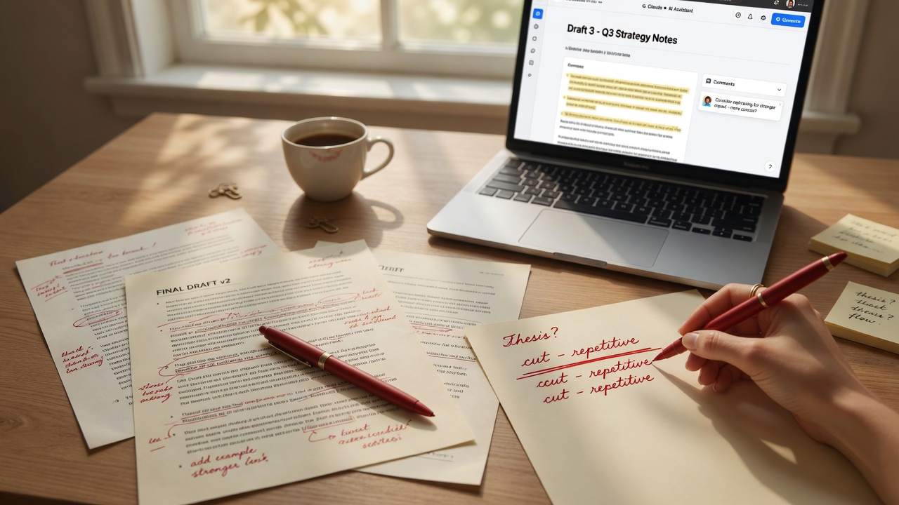 Hybrid workflow combining AI tools with human review