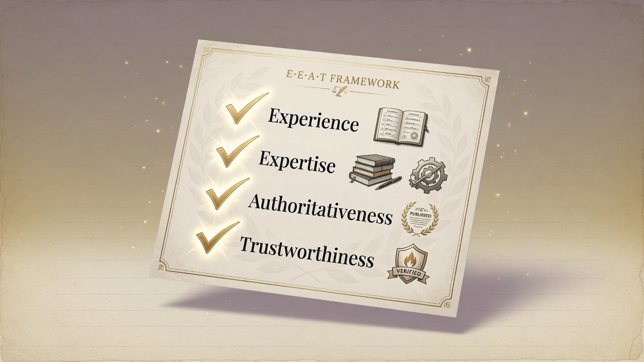 E-E-A-T checklist illustration for AI content quality