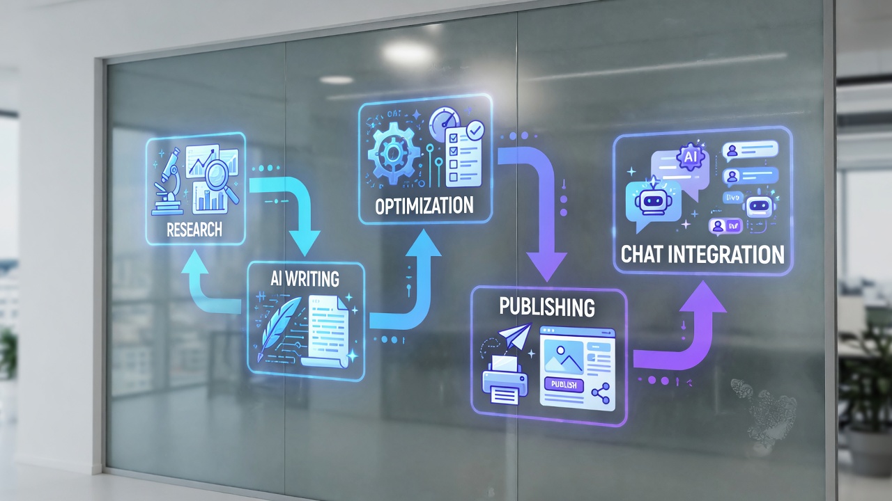 End-to-end AI SEO workflow pipeline from research to publishing