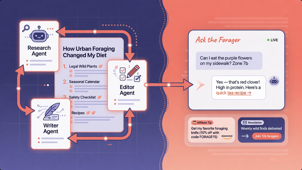 Multi-agent SEO workflow and in-article AI chat monetization for niche sites compared across tools