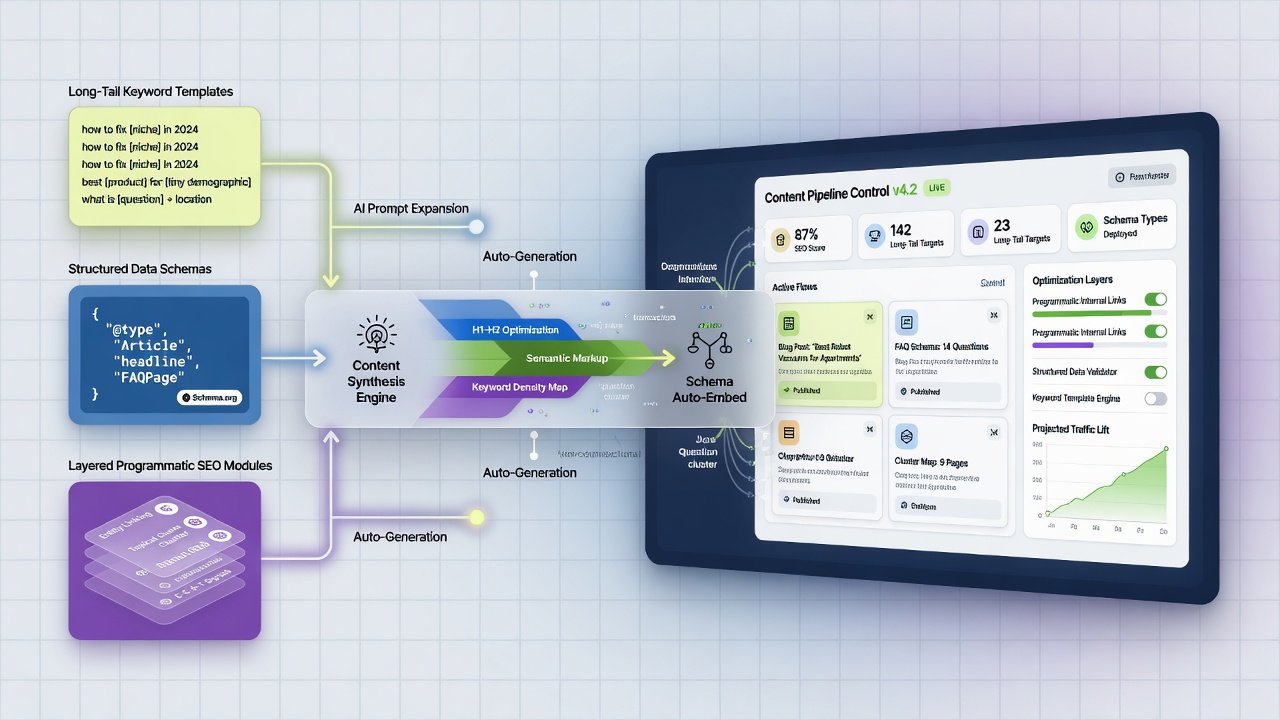 Programmatic SEO layer added to AI autoblog pipeline diagram